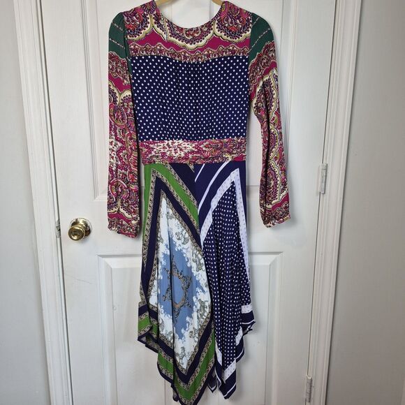 Anthropologie Moulinette Soeurs Size 8 Istanbul Wrap Dress Hankerchief Hem - Picture 5 of 10